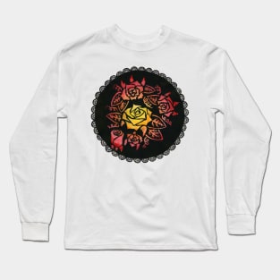 Hand Painted Watercolor Lacey Roses Long Sleeve T-Shirt